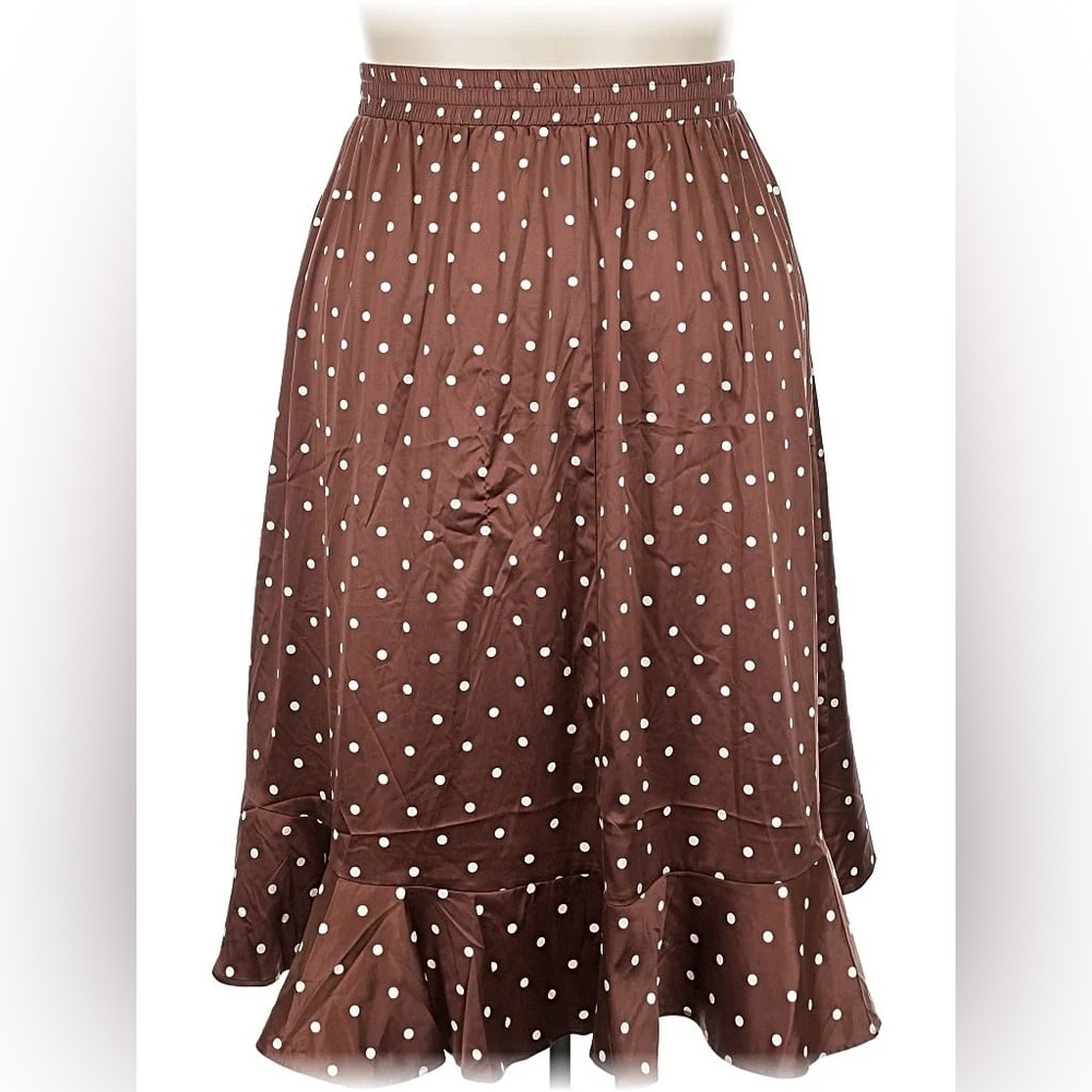 Brown with white polka dots torrid skirt